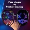 Светодиодная маска для трансформации лица с программируемым приложением, светодиодная маска на Хэллоуин, цифровая светящаяся маска для костюмированного косплея
