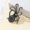 Natural Stone Shell Brooch Octopus-Shaped Brooch For Elegant Formal Coat Jewelry Accessory 52x37mm