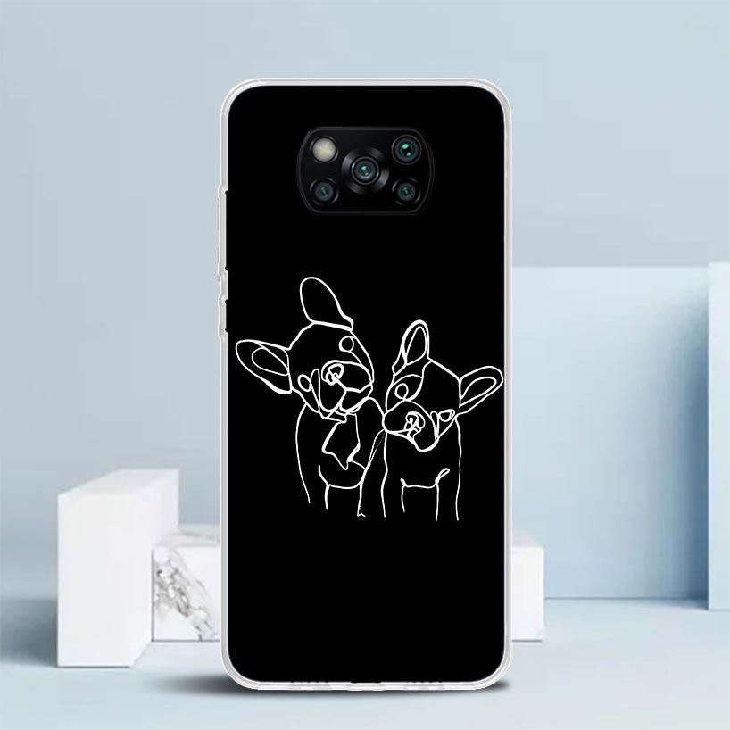 Черно-белый чехол для телефона с французским бульдогом для Xiaomi Poco F7 Ultra X5 X6 X7 Pro M7 Redmi 15C 15 13C 13 12C 12 10C 10 10A 9 9C 9A 9T