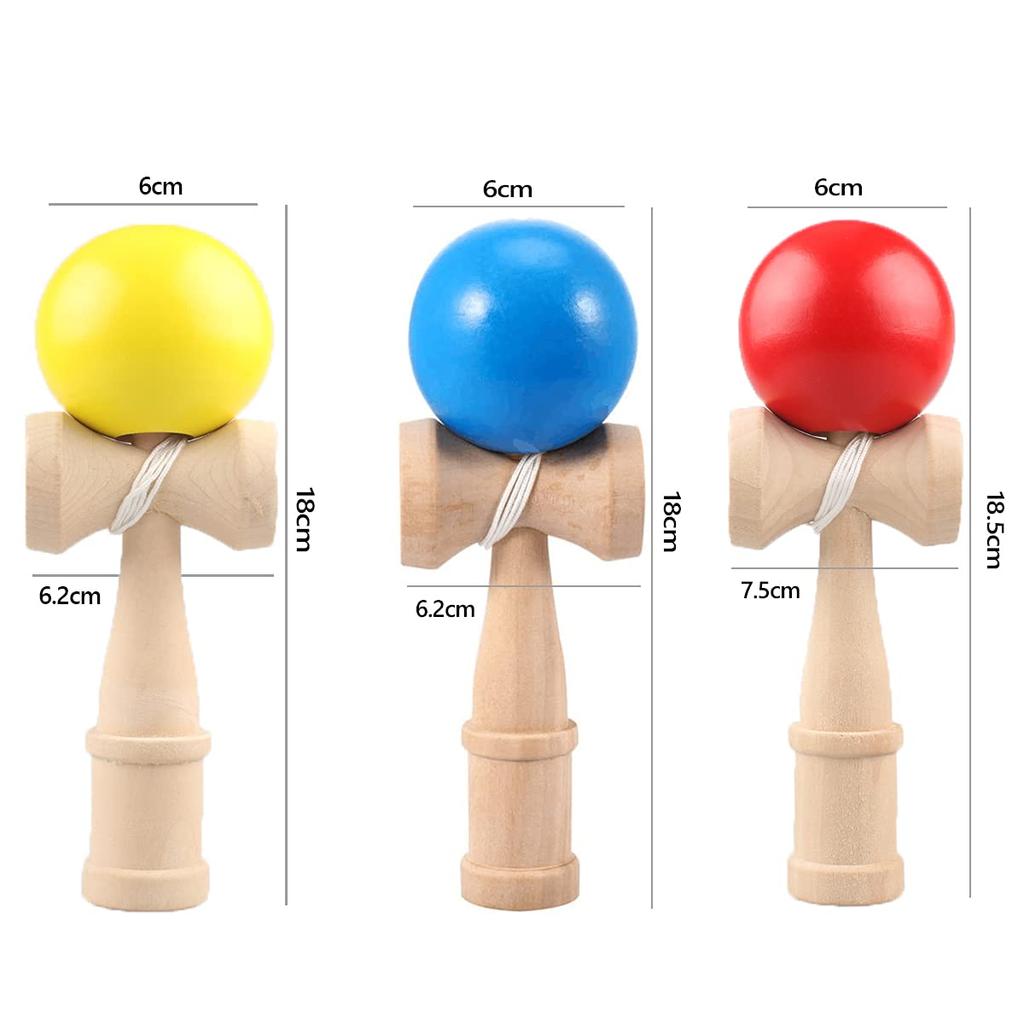 Heculos Kendama Set of 3 Kendama for Kendama and Competition (Yellow, Red, Blue) Classes, Practice,