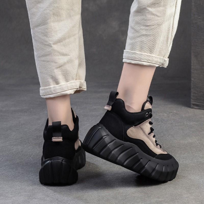 Johnature Туфли на плоской платформе разных цветов, ретро-обувь из натуральной кожи, универсальная женская обувь на толстой подошве