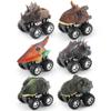 6Pcs Pack - Boy Racing Dinosaur Toy Shatter-resistant Dinosaur Pull Back Car Simulation Tyrannosaurus Triceratops Model Off-road Vehicle