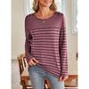Женская блузка осень-зима в полоску, контрастные цвета, круглый вырез, длинный рукав, топ на пуговицах