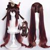 Women Genshin Impact HuTao Cosplay 110cm Long Wig Brown Wig Cosplay Anime Cosplay Wigs Heat Resistant Synthetic Wigs Halloween