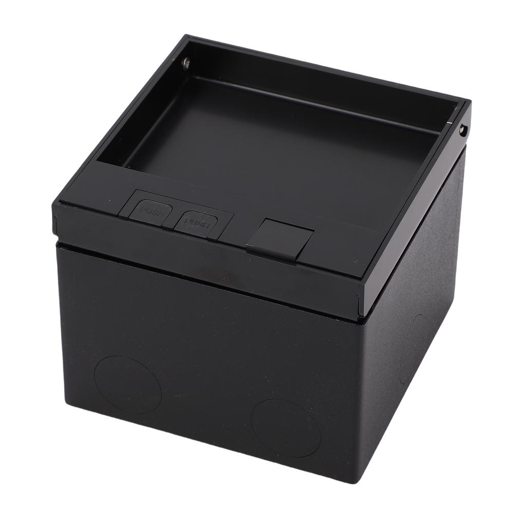 Recessed Floor Outlet Box Water Proof Stainless Steel Flat Kit with 2 Prong Hole USB Power Socket Black