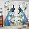 2 шт. полиэстеровые занавески на окна с изображением павлина, цифровая печать, крепление на кармашке, подходят для нескольких комнат