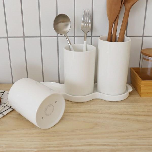 Bloom At Home Pure 3-hole Cutlery Set, Modern White, 1 Set, Korean Popular Tableware