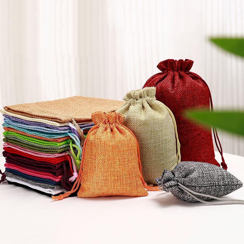 10 шт. 10X14 см джутовый подарочный мешочек ручной работы натуральный мешочек хлопок лен подарочная упаковочная сумка мешочек для хранения ювелирных изделий