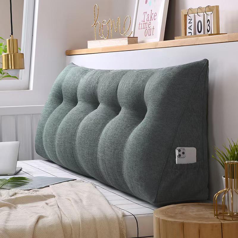 Длинная треугольная поясничная подушка из хлопка и льна - Подушка для изголовья кровати