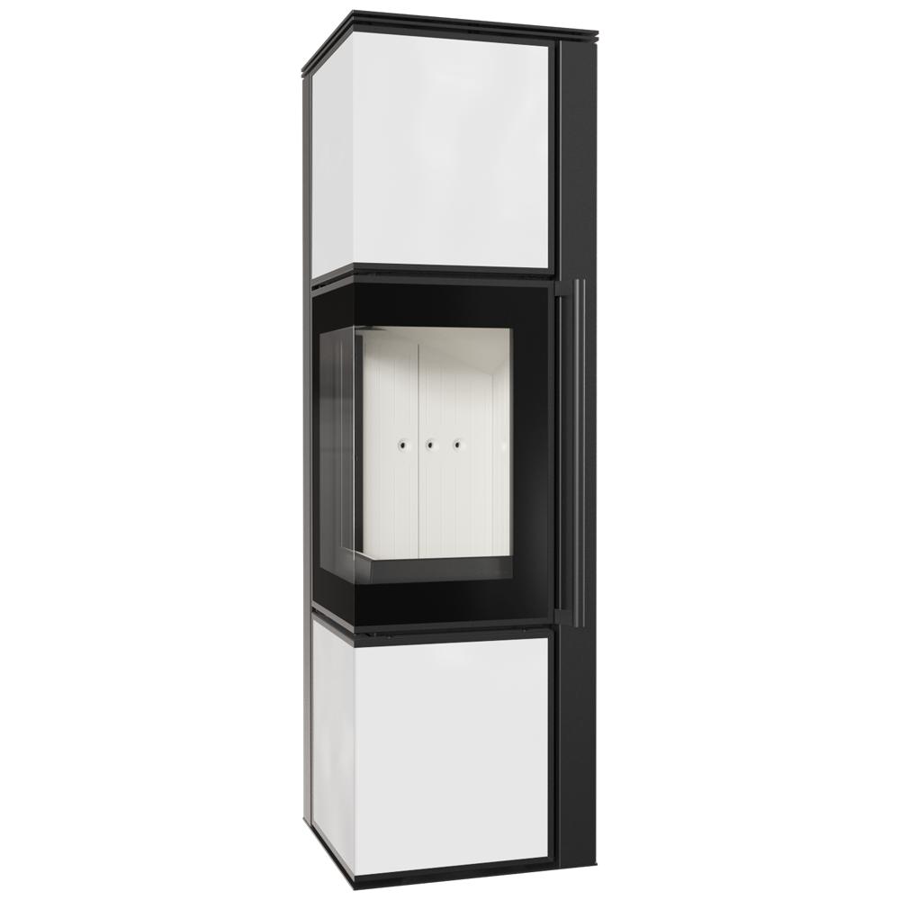 Дровяная стальная печь KRATKI TORA/M 8 кВт Ø 150 панель из белого стекла