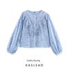 Kaslead New Women Clothes Western Style Fashion Simple and Versatile Hollow Embroidery Shirts 8741231