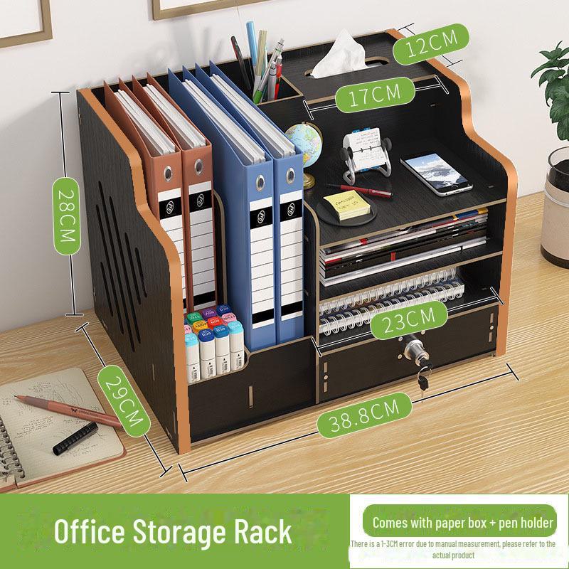 "Multi-layer Lockable Desk Organizer with File Drawer"