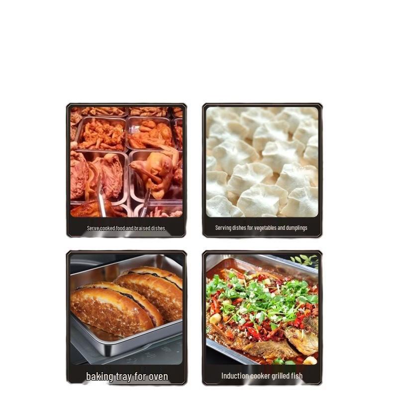 Heavy-Duty 304 Stainless Steel Rectangular Serving Tray