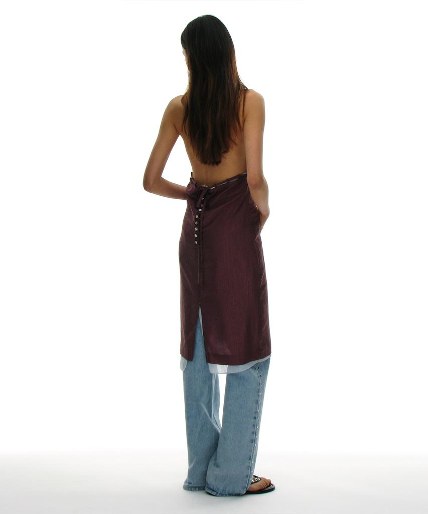 Partimento Woman Sheer Layer 2-In-1 Halter Dress_Deep Violet