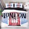 Лондонский комплект пододеяльника размера Queen с принтом телефонной будки, Биг-Бена и автобуса, 3 предмета, современный городской комплект постельного белья с 2 наволочками