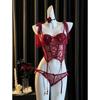 Womens Sexy Red Lace Corset Set Push Up Bustier With Bra Pads Party Clubwear