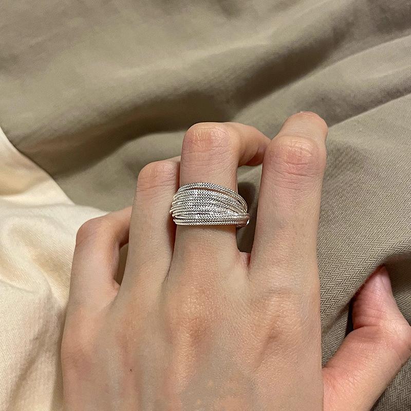 Korean Version Plain Ring Irregular 925 Sterling Silver Versatile Ring Women's Niche Ins Style Design Non-fading Combination Ring