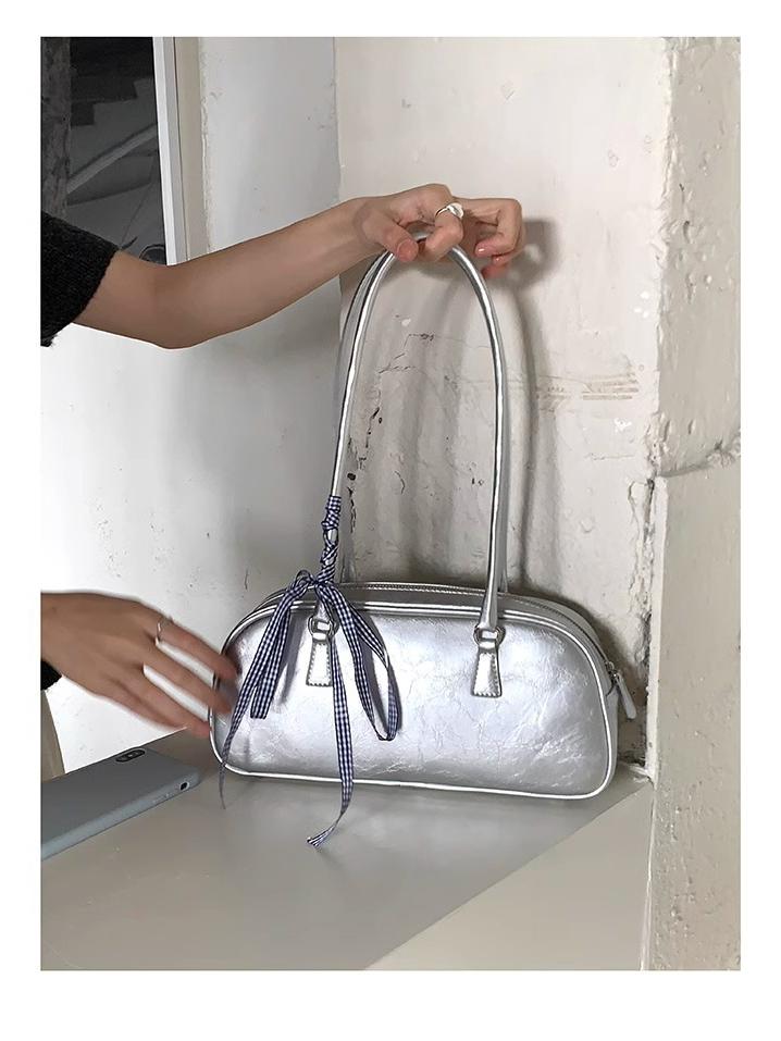 Серебряная сумка через плечо в стиле балета от корейской компании Niche 2024 года: Модная и универсальная сумка