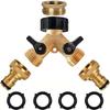 Brass Hose Distributor 1/2 Inch and 3/4 Inch Faucet Y-Type Distributor with On/Off Valve for Home Garden Outdoor