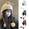 Корейская вязаная шапка Y2k, новый дизайн, защитная шапка для ушей, зимняя вязаная шапка с кроличьими ушками для женщин