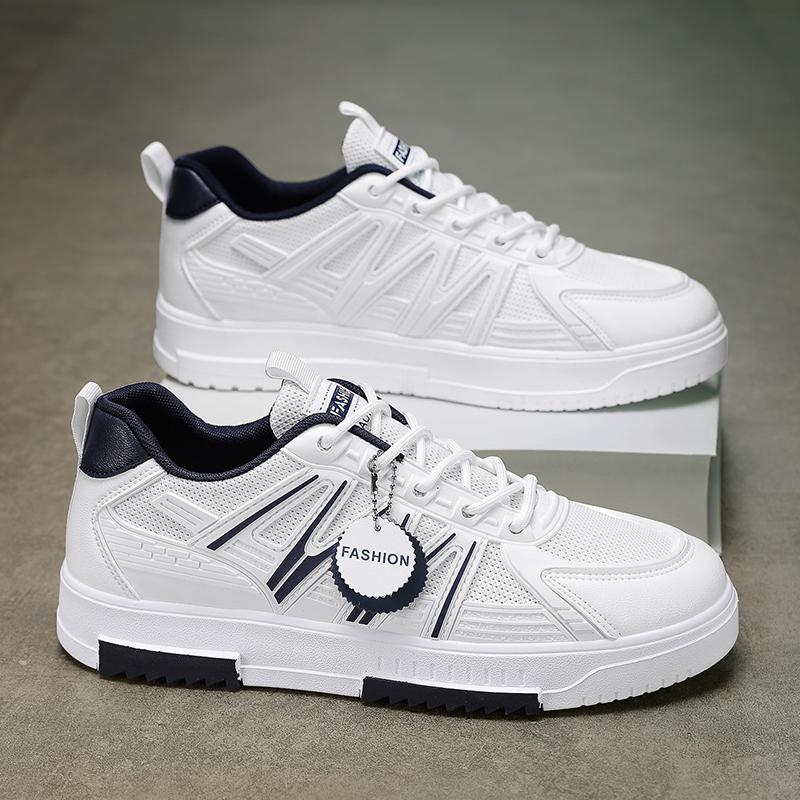 Fashion Men's Thick Sole Casual Breathable White Shoes Summer New Soft Sole Outdoor Walking Shoes Students' Sports Board Shoes Flat Shoe