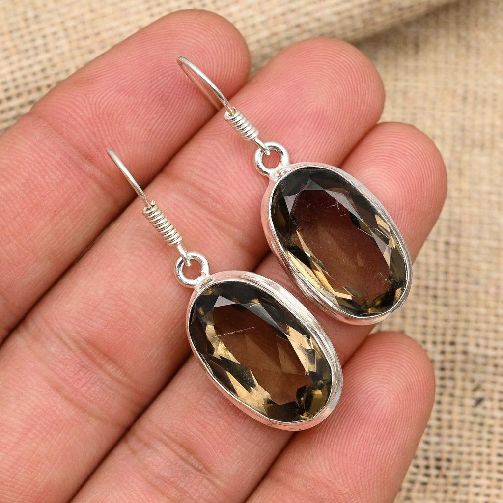 Ювелирные изделия из твердого серебра 925 пробы с дымчатым топазом и драгоценным камнем ручной работы