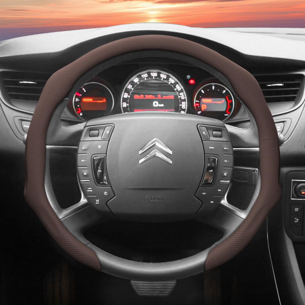Подходит для Citroen Чехол на руль из перфорированной кожи C3 C4 X Berlingo C5 Aircross Jumper SpaceTourer Ami X Красный Черный