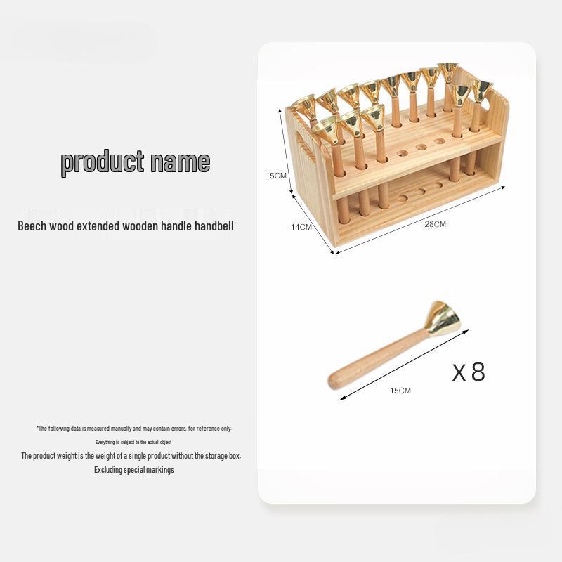 Jingle Bells Musical Instrument for First-Grade Music Class - Wooden Handle & Red Rope Copper-Plated Bell