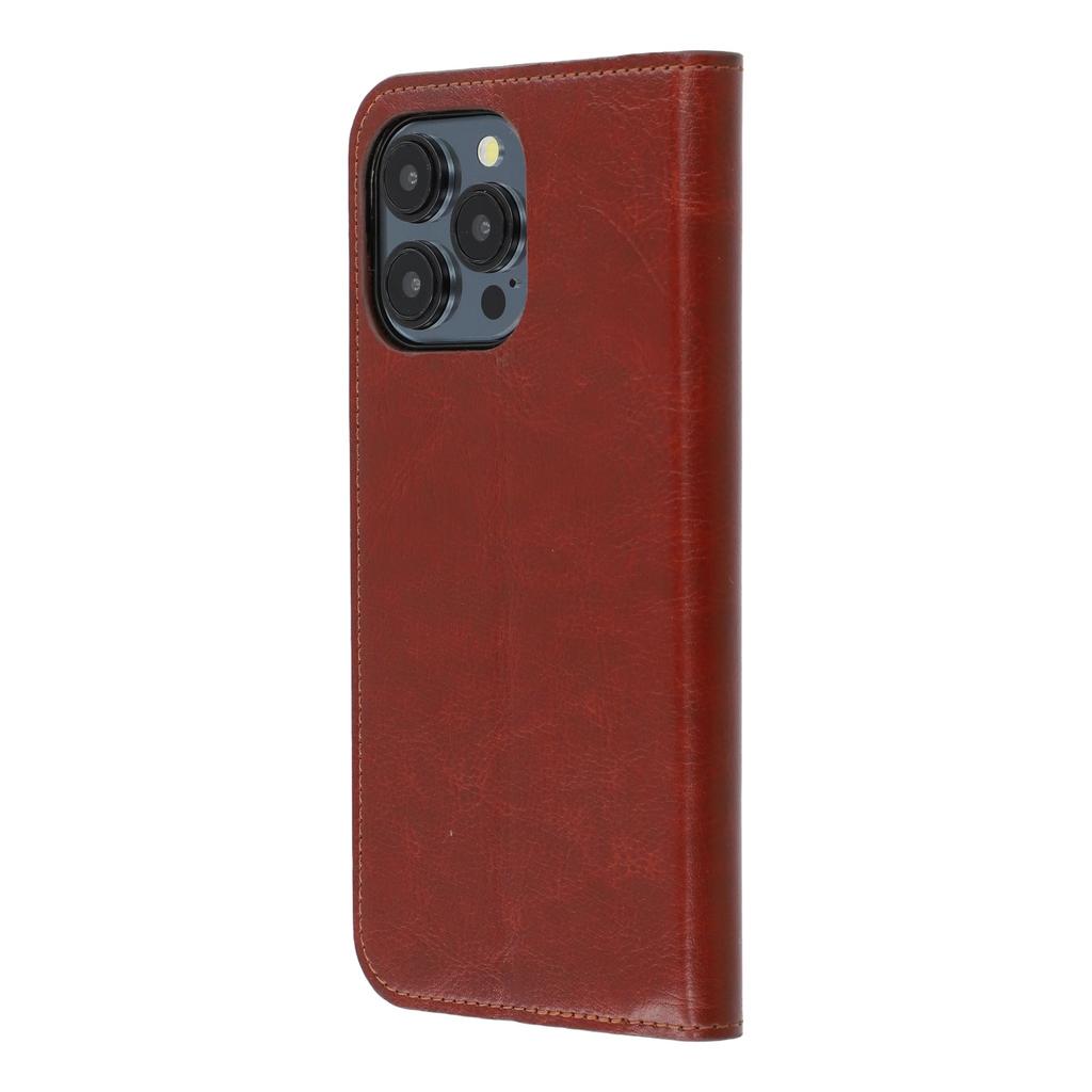 For iPhone 14 Pro Stand Cases Genuine Split Leather Wallet Phone Cover Magnetic Closure