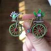 Creative Bicycle Brooch for Women Men Fashion Rhinestone Flower Basket Brooches Pins Jewelry Accessories Party Gifts 2025