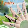 5 Pairs Womens Floral Embroidered Socks Fashionable Lightweight Mesh Socks