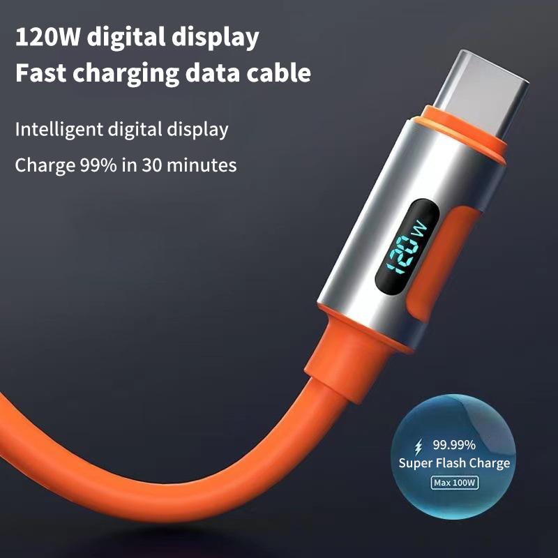 2M 120W цифровой дисплей Usb-C кабель для передачи данных сверхбыстрая зарядка Type-C адаптер разъем для iPhone 15 Pro Max Xiaomi Samsung