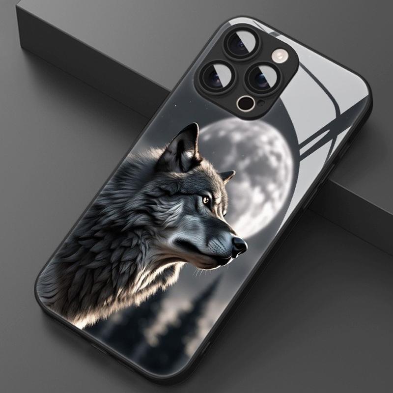 Креативная стеклянная чехол-накладка с рисунком Одинокого Волка Короля Для iphone 17 16 15 14 13 12 11 Pro Promax Plus Защита от падений