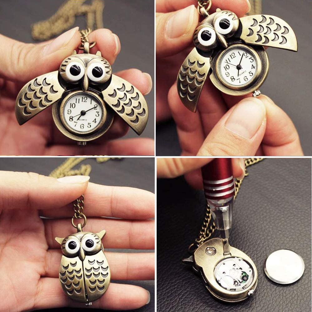 Карманные часы с изображением совы, милые часы с подвеской, повседневная мода