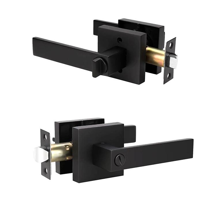 Wooden Door Heavy Duty ANSI Grade 3 Keyed Entry Privacy Tubular Lever Lock Zinc Alloy Black Bedroom Bathroom Home Apartment