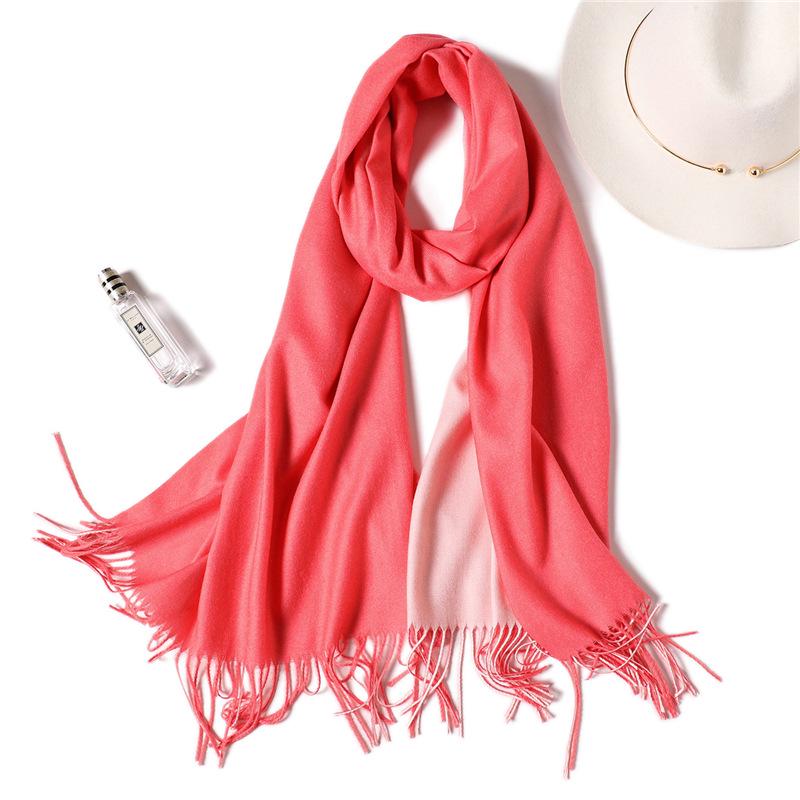 2024 European And American New Solid Color Versatile Autumn/Winter Double Color Imitation Cashmere Scarf Women'S Warm Big Shawl Neck