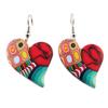 [R1203] - Multicolored 'Columbine & Harlequin' Handcrafted Earrings (heart) - 33x25 Mm