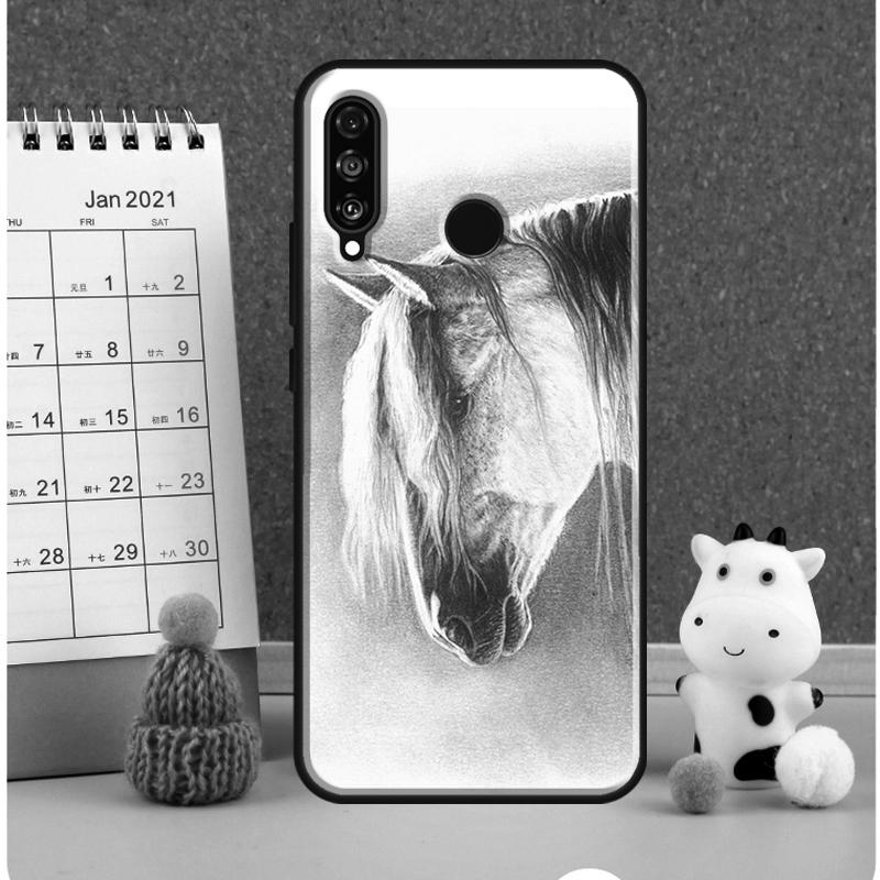 Эскиз лошади для чехла Huawei Nova Y72 Y70 Y91 Y90 Y60 Y61 Y73 3i 7i 8i 11i 12i 9 10 SE P20 P30 P40 Lite