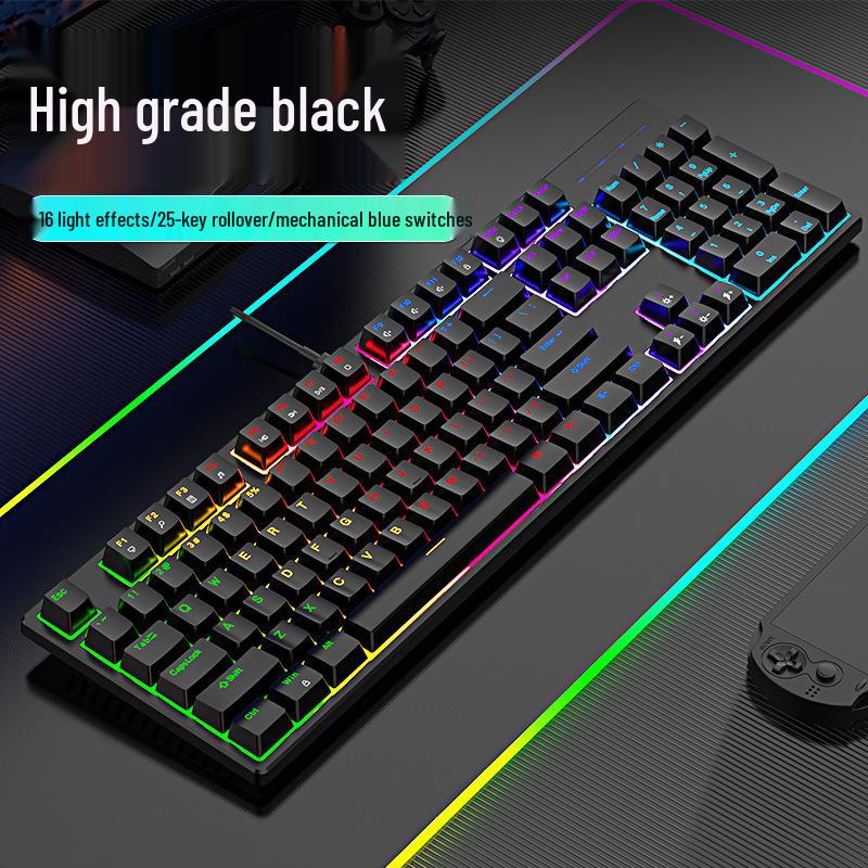 Проводная RGB механическая клавиатура с синими переключателями, 104 клавиши - Идеально для игр и офиса