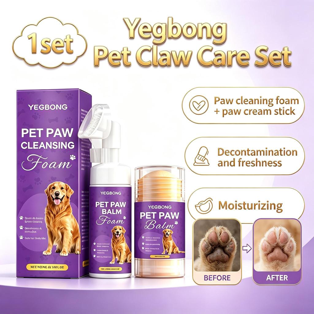 Yegbong pet Paw care combination paw cleaning foam + paw cream stick decontamination, fresh moisturizing and moisturizing daily care 1set