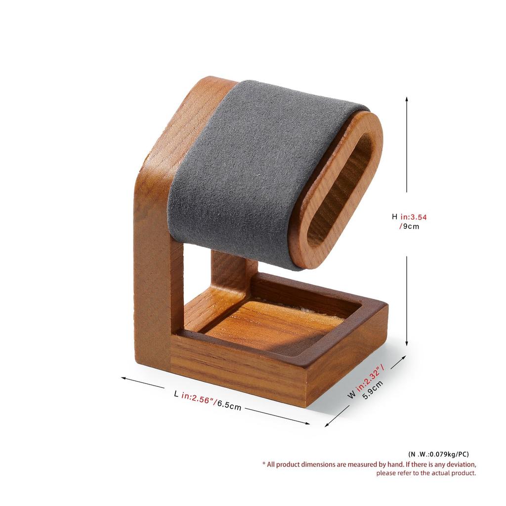 Oirlv SM23502 Wooden Watch Stand Dark Gray Mini Compact Portable Display Storage Photography