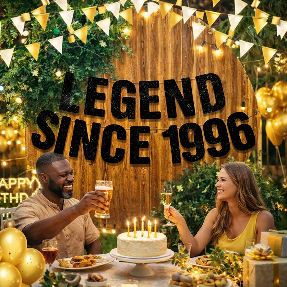 Black Paper Legend Since 1996 Banner Garland Handmade Happy Birthday Banner Decorative Celebrate Party Scene Prop Gift Giving