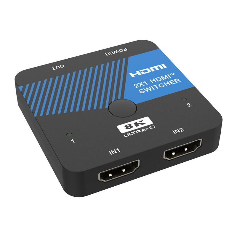 8K 2X1 HDMI Switch 2 Input 1 Output High Quality HDMI2.1 HDCP2.3 Support 48Gbps 8K60Hz 4K120Hz RGB, YCbCr 4:4:4/4:2:2/4:2:0