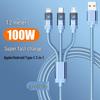 66W Type-C 3-in-1 Luminous Charging Cable, 3A Transparent Shell, Fast Charge