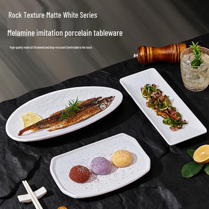 Długi talerz melaminowy na deser, zimne dania, grill, hot pot, sushi i do serwowania w restauracji