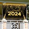 Виниловый фон для выпускного вечера 2024 года Поздравляем выпускников Баннер Класс 2024 Украшения для фотографии Принадлежности для выпускного вечера