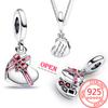 925 Sterling Silver Openable Heart Chocolate Gift Box Dangle Charm Fit Bracelet Women Jewelry Pendant