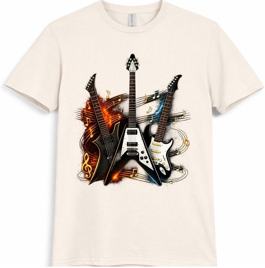 Electric Guitar T-Shirt Rock Band Music Guitarist Lover Gift Vintage Graphic Tee