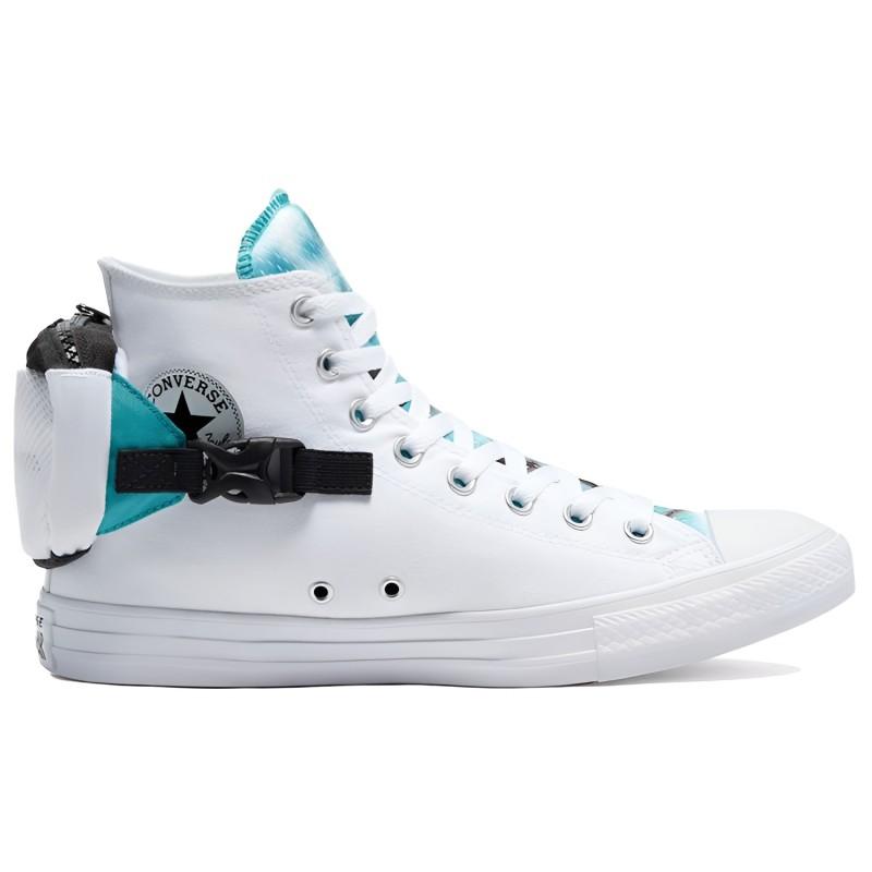Converse Chuck Taylor All Star Износостойкий Тренд Высокие парусиновые Унисекс Белый Голубой
