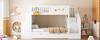 Bunk Bed for Children with Storage Drawers, Safety Staircase, Desk and Star Motif - 90 x 200 cm Solid Wood Frame Made of Pine Wood, White
